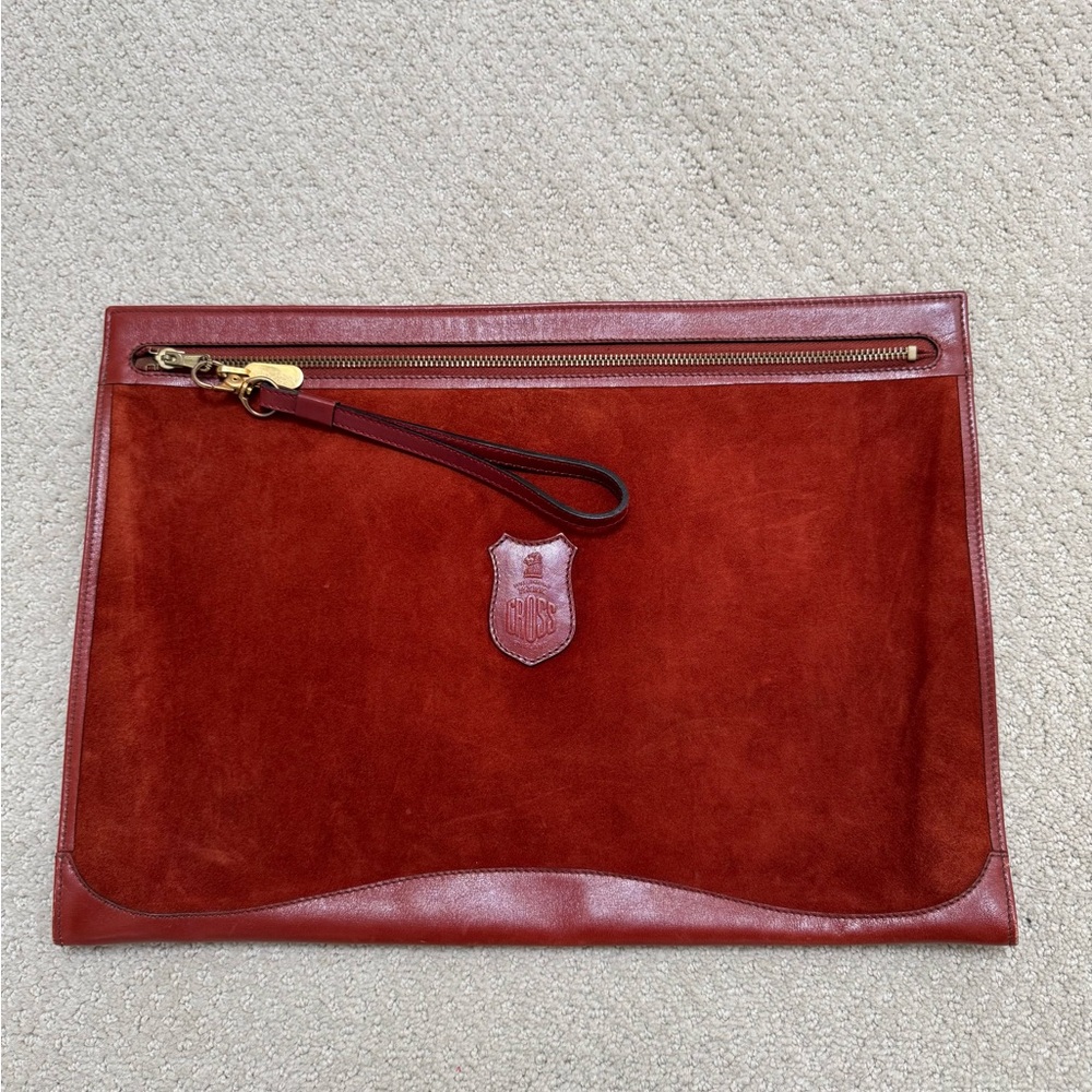Vintage Mark Cross leather and suede envelope style bag.